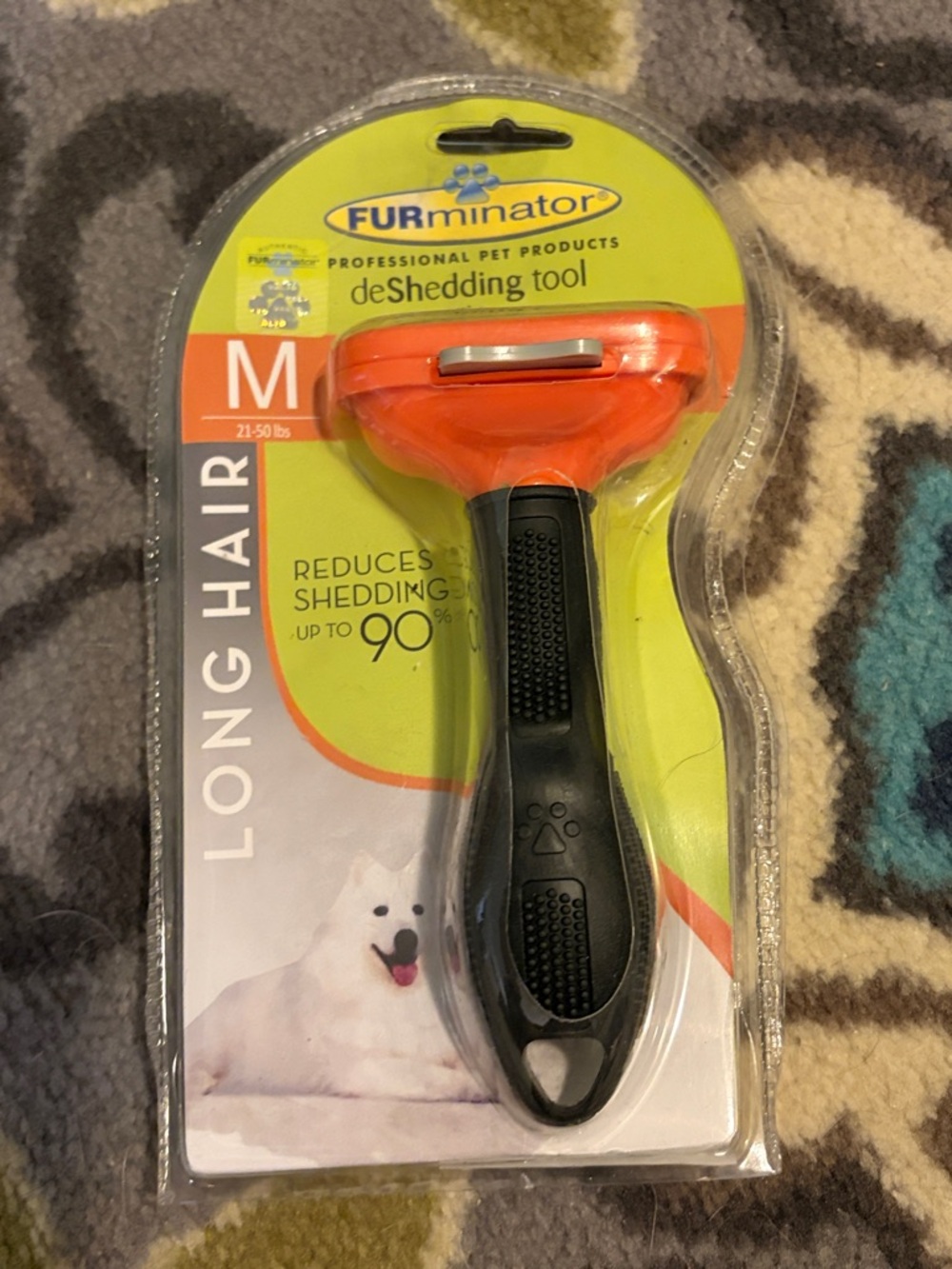 FURminator Orange and Black DeShedding Grooming Tool for Dogs